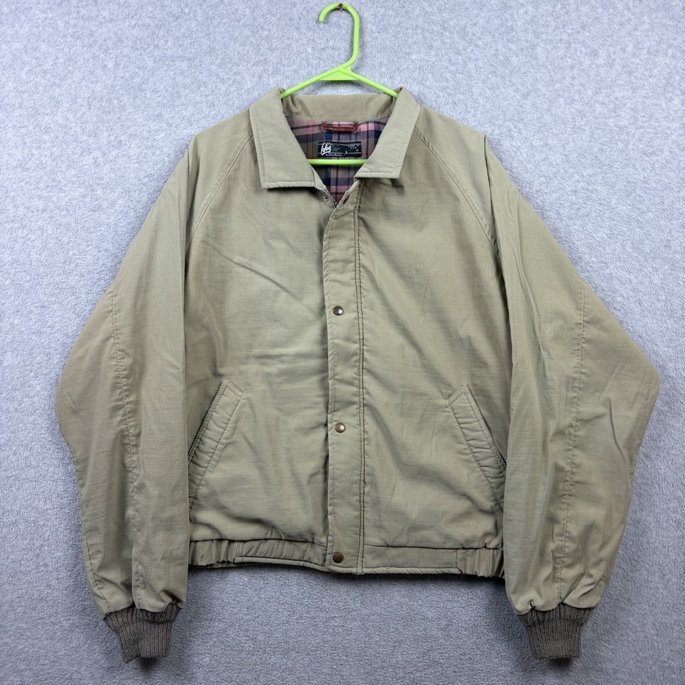 Vintage Lobo Pendleton Bomber Jacket Mens Medium Tan Plaid Lined Bi Swing USA